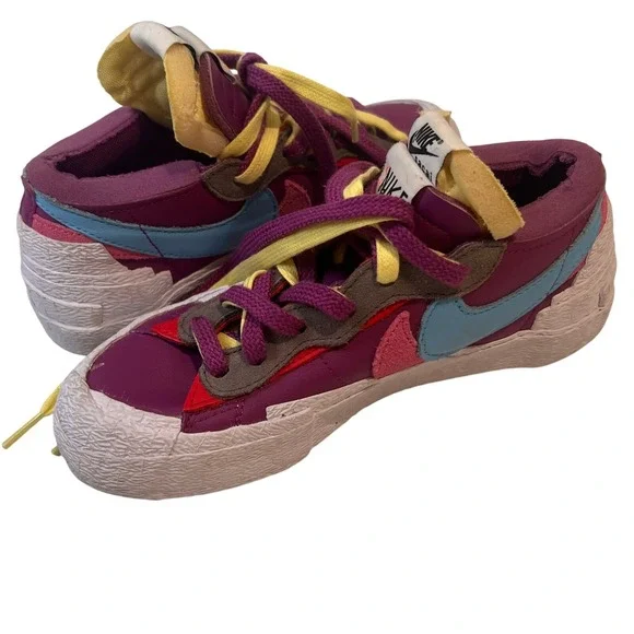 Nike‎ x Sacai Blazer Low Purple Yellow Sneakers Fashion Designer Shoes - Picture 7 of 12